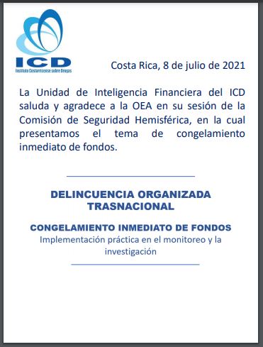 Agradecimiento a la OEA por presentación de tema Congelamiento Inmediato de Fondos