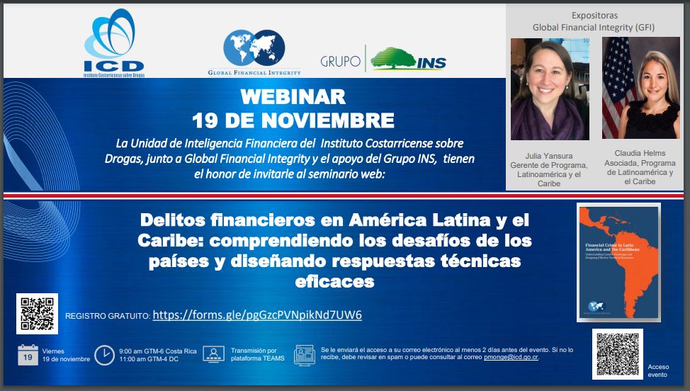 Anuncio - Webinar Delitos financieros en América Latina y el Caribe: comprendiendo los desafíos de los países y diseñando respuestas técnicas eficaces.