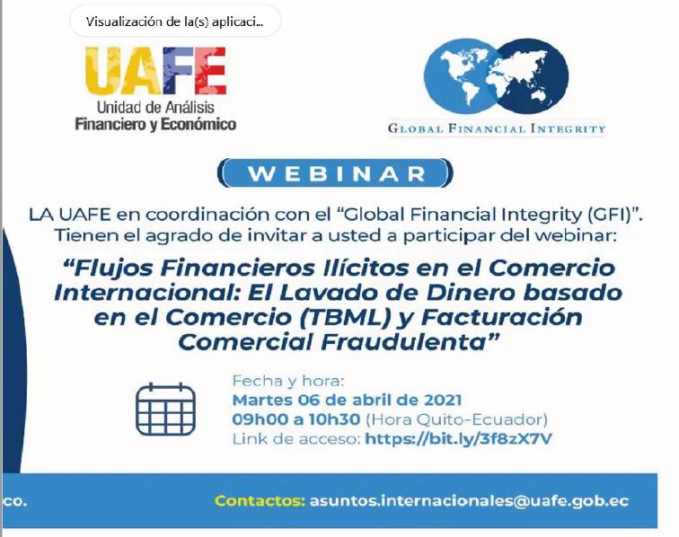 Invitación a Webinar "Flujos Financieros Ilícitos en el Comercio Internacional"