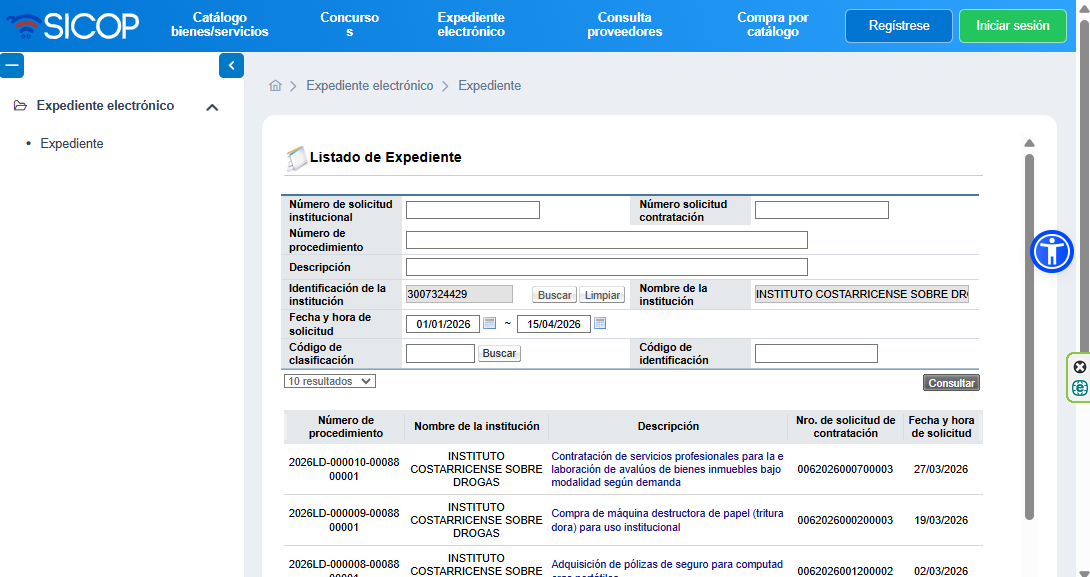 Lista de expedientes 2