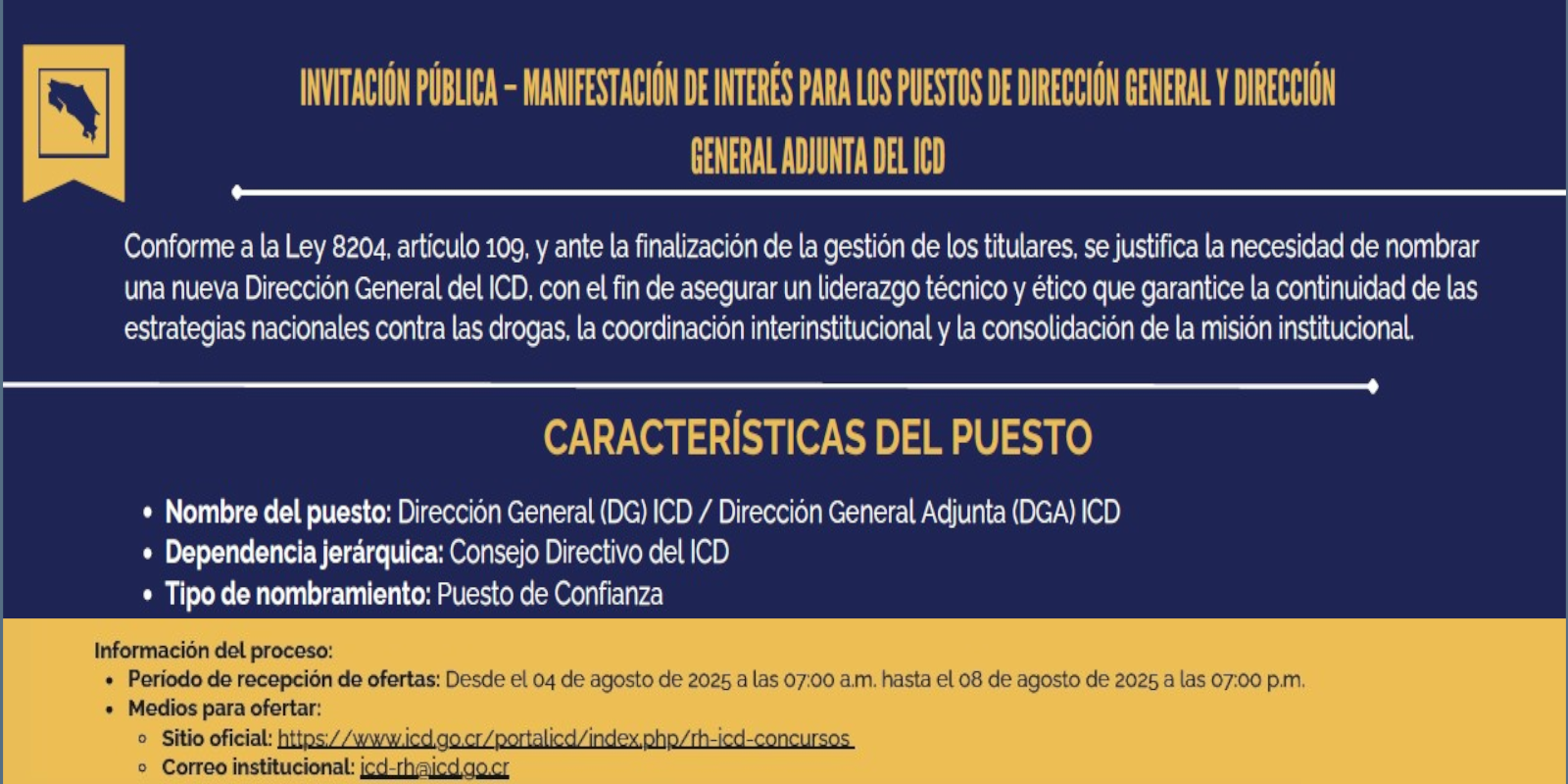Enlace a Invitación pública para puestos de Dirección General y Dirección General Adjunta del ICD