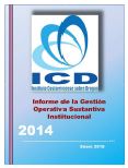 Portada Informe de Gestión Operativa Sustantiva Institucional, ICD 2014